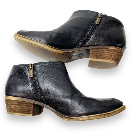 Lucky Brand Bardon 2 Ankle Bootie Stacked Heel Boots Black Leather Women’s 8.5 M - Picture 5 of 10